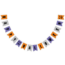 Banderines Naranja Gray Purple Happy Halloween