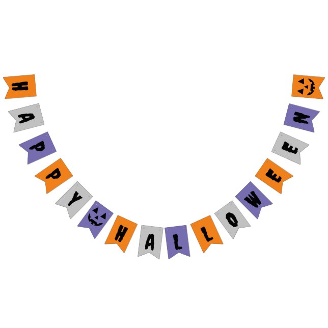 Banderines Naranja Gray Purple Happy Halloween (Todo)