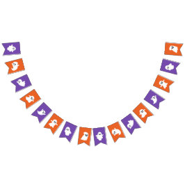 Banderines Naranja Morado Feliz Halloween Fantasma