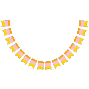 Banderines Naranja, rosa y amarillo a rayas