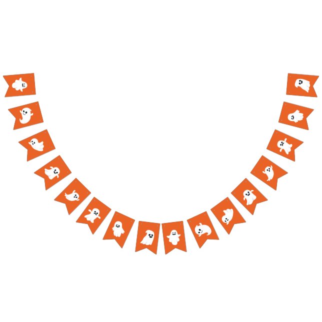 Banderines Naranja White Feliz Halloween Fantasma lindo (Todo)