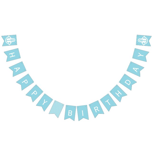 Banderines Nautical Blue Happy Birthday Anchor Bunting (Todo)