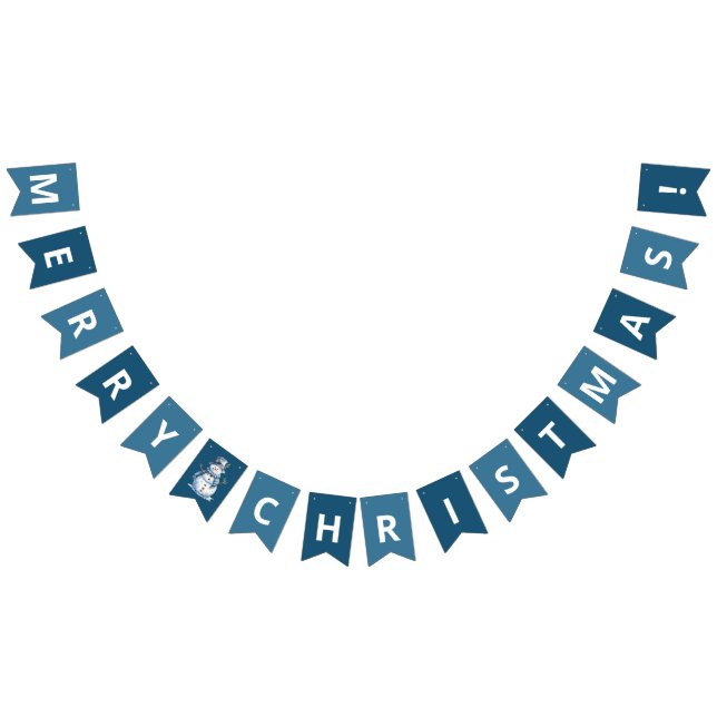 Banderines Navidades clásicos acuarela azul Snowman (Todo)