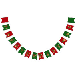 Banderines Navidades felices Red Green Golden Typography