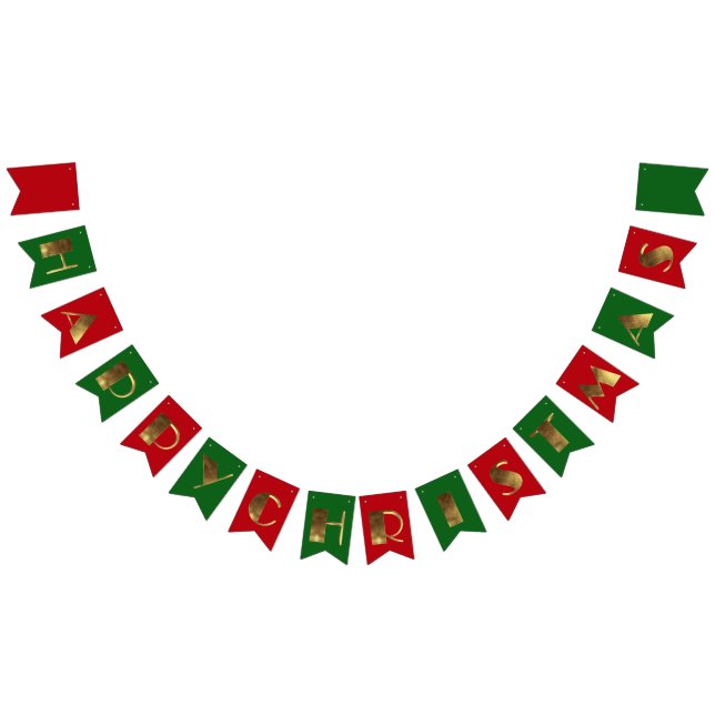 Banderines Navidades felices Red Green Golden Typography (Todo)