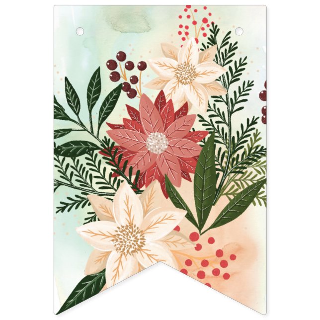 Banderines Navidades Poinsettia Splendor Holiday (Primera bandera)