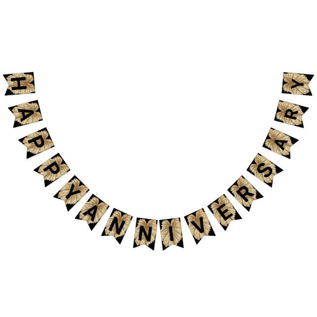 Banderines Negro feliz de la hoja de oro del aniversario de (Todo)