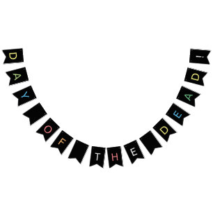 Banderines Negro gótico Dia de los Muertos Flor de azucar