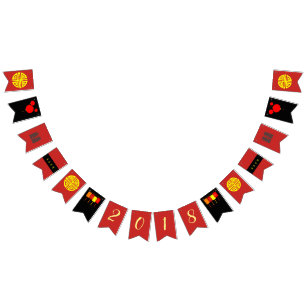 Banderines Negro rojo chino del Año Nuevo y empavesado de la