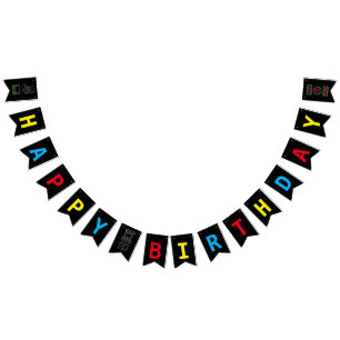 Banderines Neon cualquier año, cumpleaños de juegos de video