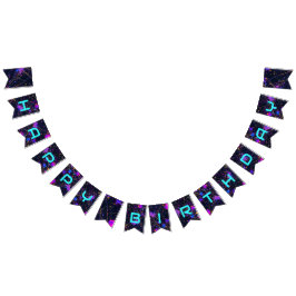 Banderines Neon Paint Splatter Feliz cumpleaños