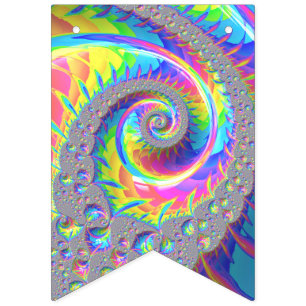 Banderines Neon Rainbow Spiral Fractal Resumen Arte Digital