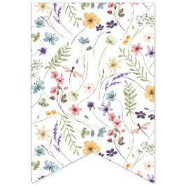Banderines Niña de la flor silvestre de acuarela cumpleaños 1