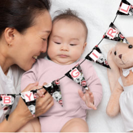 Banderines Niña Personalizada con Patrón Floral Rosa