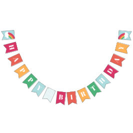 Banderines Niños Arcoíris Feliz Cumpleaños