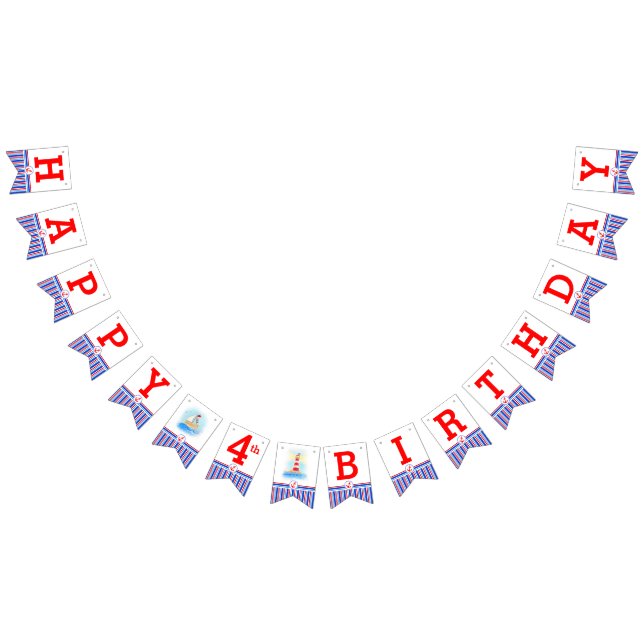 Banderines Niños Nautical Happy Birthday edad bunting (Todo)