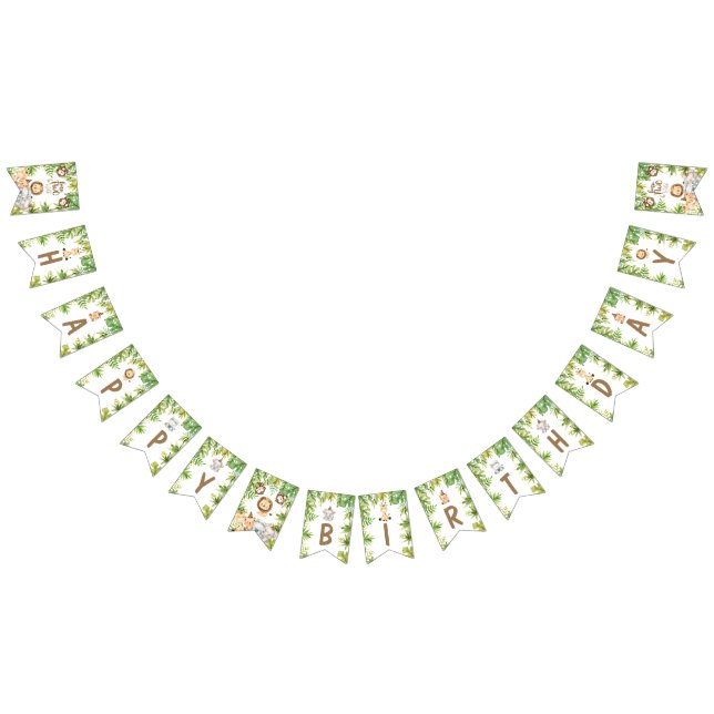 Banderines Niños Safari Animales Dos Salvajes Segundo Cumplea (Todo)