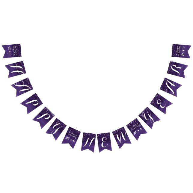 Banderines Noche estrellada Feliz Año Nuevo azul morado oscur (Todo)