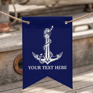 Banderines Nombre de barco de cuerda de ancla náutica vintage