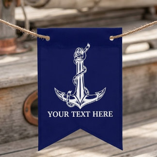 Banderines Nombre de barco de cuerda de ancla náutica vintage