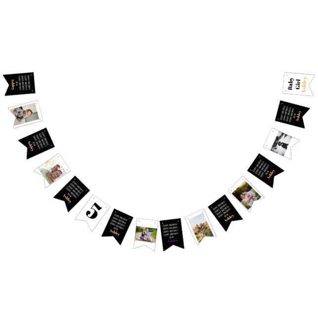 Banderines Nombre Personalizado Foto Elegante Moderno. (Todo)