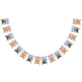 Banderines Nombre personalizado rosa-azul del cubo de oso y l