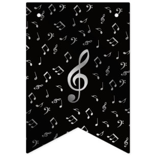 Banderines notas de música de plata