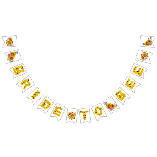 Banderines Novia Abeja Chorreado Acuarela Floral Baño Nupci