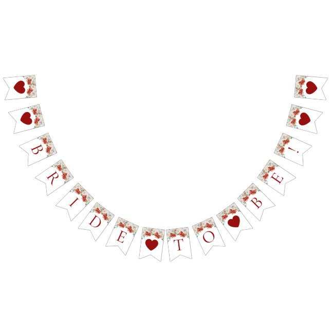 Banderines Novia de Invierno Floral Roja Acuarela Elegante (Todo)