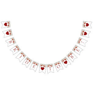 Banderines Novia Elegante Acuarela Floral Roja de Invierno po