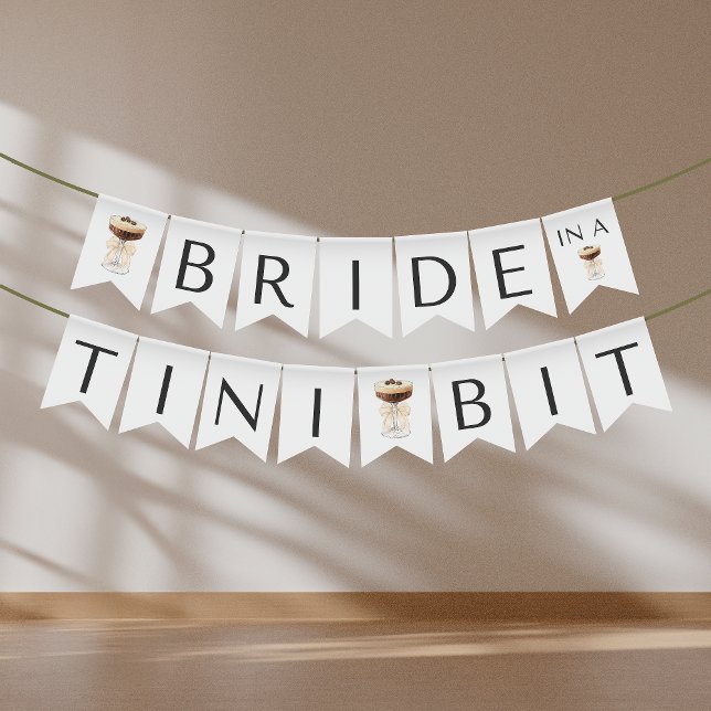Banderines Novia en un bit Tini - Espresso Martini (Bride in a Tini Bit - Espresso Martini Bridal Bunting Flags)