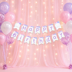Banderines Nube Nueve Banner Feliz Cumpleaños – Acuarela Past
