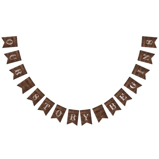 Banderines Nuestra historia comienza con el Boda de la madera (Todo)