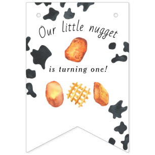 Banderines Nuestro pequeño nugget cumple un año Fiesta de cum