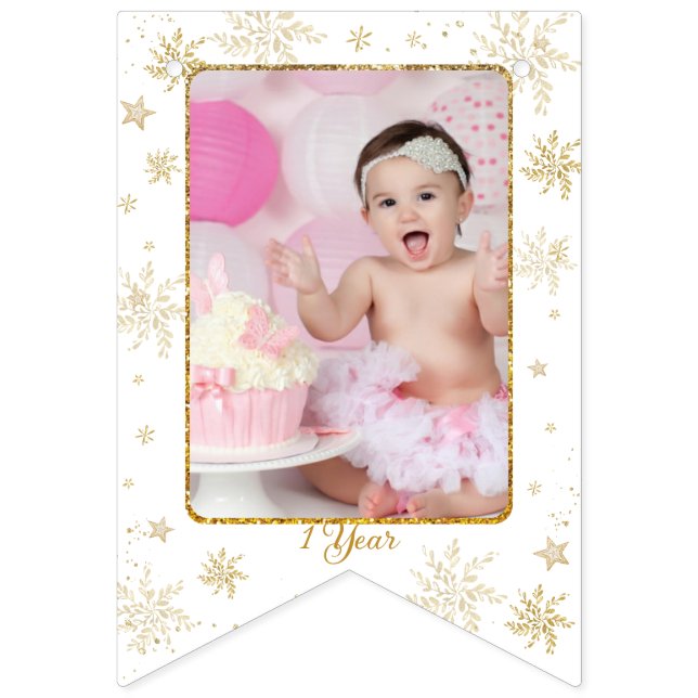 Banderines Nutcracker Onederland 1st Birthday Photo Milestone (Decimocuarta bandera)