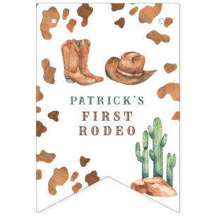 Banderines Oeste de vaquero Primera fiesta de cumpleaños de r