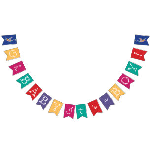 Banderines Oh bebé, es un Baby Shower de ave de cigüeña color