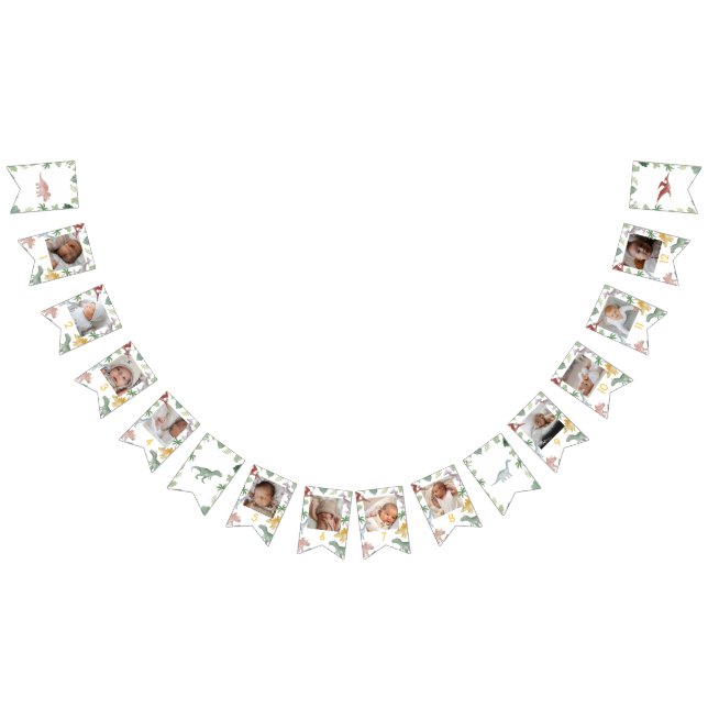 Banderines One A Saurus Dinosaur Boy Birthday Photo Banner (Todo)