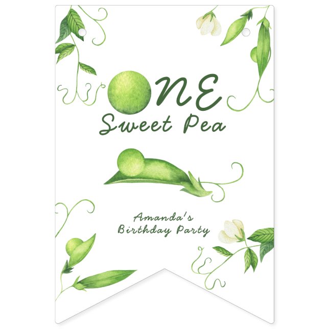 Banderines One Sweet Pea First Birthday (Primera bandera)