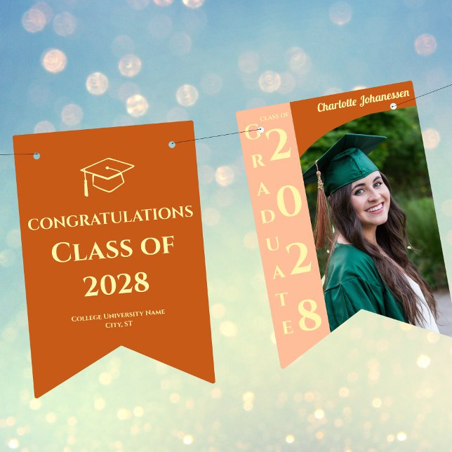 Banderines Orange Modern Graduation Photo Congratulations (Subido por el creador)