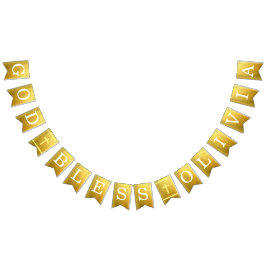 Banderines Oro Dios bendiga 6 letras Nombre Comunidad del Bau