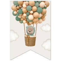 Oso lindo, globos verdes, primer cumpleaños