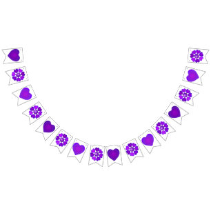 Banderines Paliza a los corazones púrpura de B&W