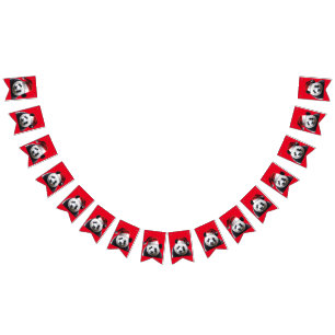 Banderines Panda Bear usando un Gorra de Santa Claus