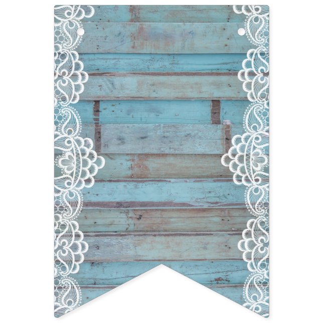 Banderines Panel de madera azul con encaje blanco (Primera bandera)