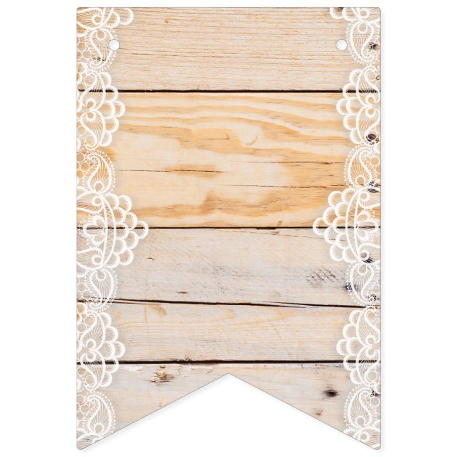 Banderines Panel de madera clara con encaje blanco (Primera bandera)