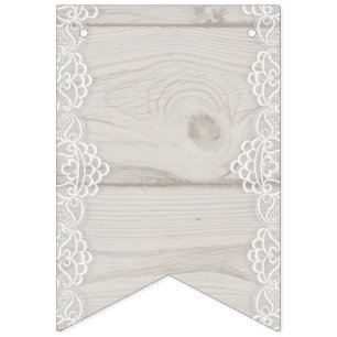 Banderines Panel de madera clara con encaje blanco