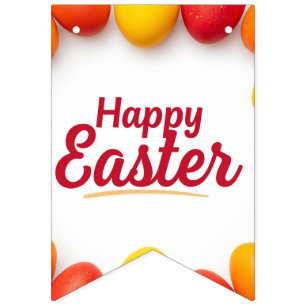 Banderines Papel de patrón de huevos de Pascua amarillos y na