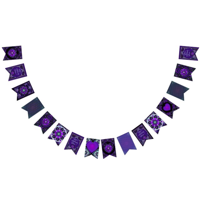 Banderines Paraguas morados y corazones .7 (Todo)