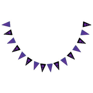 Banderines Paraguas morados y corazones .7